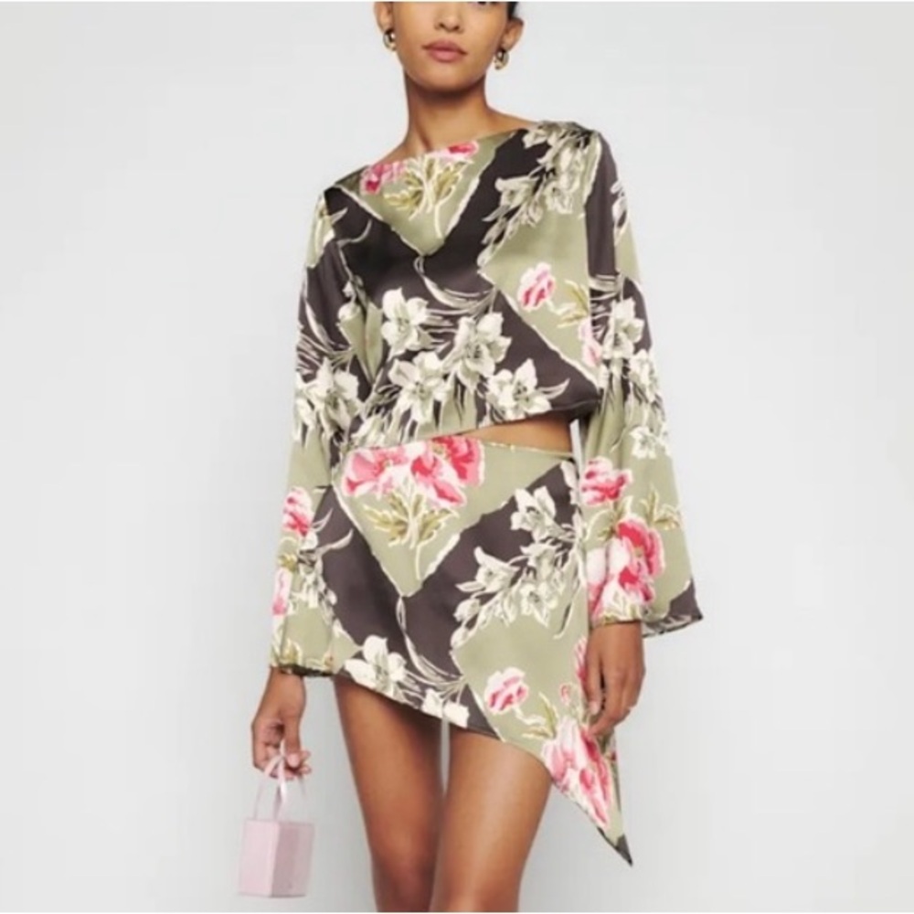 Reformation Anaya Asymmetrical Silk Skirt